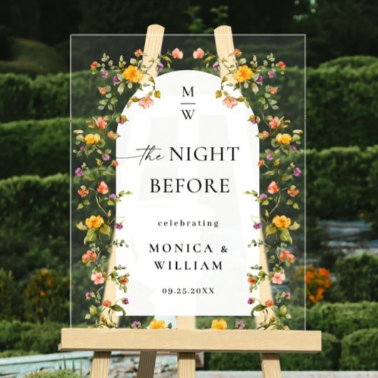 Elégante aquarelle Fleur BIENVENUE Dîner de répéti