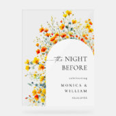 Elégante aquarelle Fleur BIENVENUE Dîner de répéti (Recto)