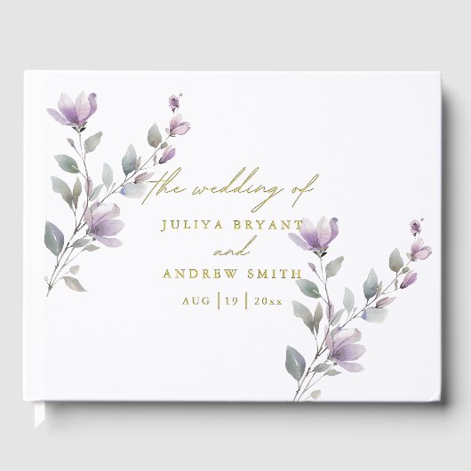 Elégante aquarelle fleurie blanc et or mariage (Recto)