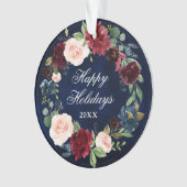 Elégante aquarelle fleurie Wreath Joyeuses vacance (devant)