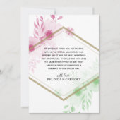 Elégante aquarelle Fleurs Mariage Carte de remerci (Devant)