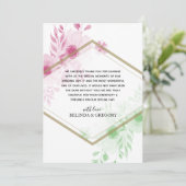 Elégante aquarelle Fleurs Mariage Carte de remerci (Debout devant)