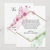 Elégante aquarelle Fleurs Mariage Carte de remerci (Devant / Derrière)