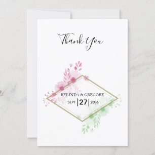 Elégante aquarelle Fleurs Mariage Carte de remerci