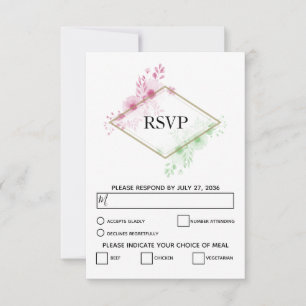 Elégante aquarelle Fleurs Mariage Cartes RSVP