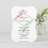 Elégante Aquarelle Fleurs Mariage Invitations (Debout devant)