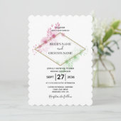 Elégante Aquarelle Fleurs Mariage Invitations (Debout devant)