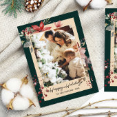 Elégante aquarelle Fleurs photo Carte de Noël