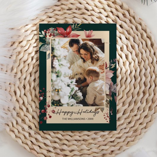 Elégante aquarelle Fleurs photo Carte de Noël