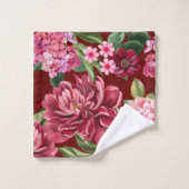 Elégante aquarelle fleurs rouges et verdure (Gant de toilette)