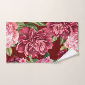 Elégante aquarelle fleurs rouges et verdure (Serviette à main)