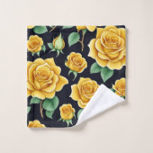 Elégante aquarelle Flora Yellow Roses Motif (Gant de toilette)