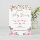 Elégante aquarelle Floral Baby shower Invitation (Debout devant)