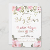 Elégante aquarelle Floral Baby shower Invitation (Devant)