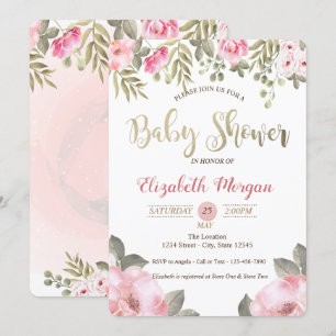 Elégante aquarelle Floral Baby shower Invitation