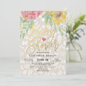 Elégante aquarelle Floral Baby shower Invitation (Debout devant)