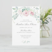 Elégante aquarelle Floral Baby shower Invitation (Debout devant)