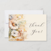 Elégante aquarelle Floral Bee Flat Carte de remerc (Devant)