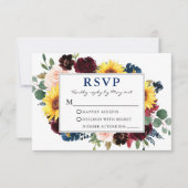 Elégante aquarelle Floral Blue Wedding RSVP (Devant)