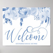 Elégante aquarelle Floral Dusty Blue Affiche de bi (Devant)
