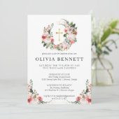 Elégante aquarelle Floral Girl Baptism Invitation (Debout devant)