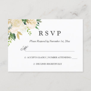 Elégante aquarelle Floral Gold Wedding RSVP