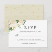 Elégante aquarelle Floral Gold Wedding RSVP (Devant / Derrière)