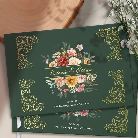 Elégante aquarelle Floral Jardin Mariage Or