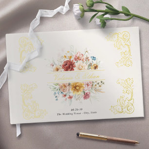 Elégante aquarelle Floral Jardin Mariage Or