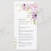 Elégante aquarelle Floral Mariage menu plat (Devant / Derrière)