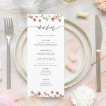 Elégante aquarelle Floral Menu Mariage<br><div class="desc">Elégante aquarelle Floral Mariage Menu! Affichez ce menu à thème fleur sauvage printanier sur les tables de baby shower. Cartes de menu du Baby shower pour fille de printemps petit Fleur sauvage</div>