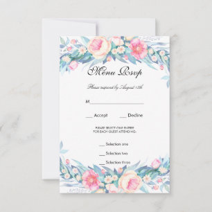 Elégante aquarelle Floral Menu RSVP