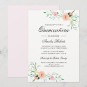 Elégante aquarelle Floral Quinceanera Invitation (Devant / Derrière)