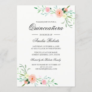 Elégante aquarelle Floral Quinceanera Invitation
