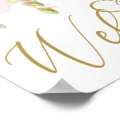 Elégante aquarelle Floral rose or Affiche de bienv (Coin)