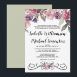 Elégante aquarelle Floral Wedding Invitations<br><div class="desc">Élégant spectacle floral et floraison victorienne créent un magnifique faire-part de mariage de printemps ou d'été. Roses roses et violets avec verdure luxuriante.</div>