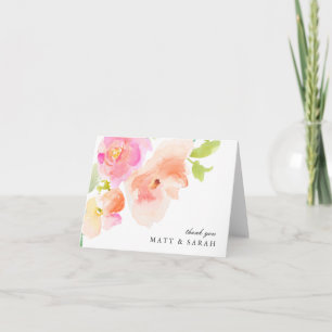 Elégante aquarelle florale Carte de remerciement