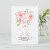 Elégante aquarelle florale Invitations de mariage (Debout devant)