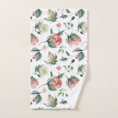 Elégante aquarelle florale Rose et crème (Serviette à main)