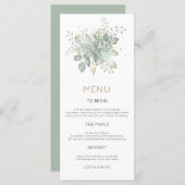 Elégante aquarelle Foliage Gold Sage Menu Mariage (Devant / Derrière)