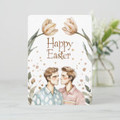 Elégante Aquarelle Gay Couple Carte Pâques (Debout devant)