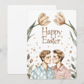 Elégante Aquarelle Gay Couple Carte Pâques (Devant / Derrière)