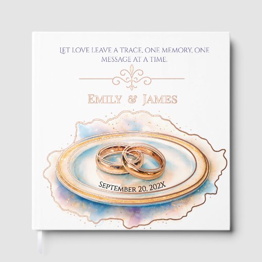 Elégante aquarelle Golden Rose Mariage Cercles (Recto)