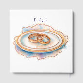 Elégante aquarelle Golden Rose Mariage Cercles (Verso)