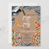 Elégante aquarelle Graduation Pizza Invitation (Devant)