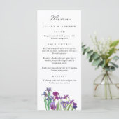 Elégante aquarelle Iris fleur Mariage Carte menu (Debout devant)