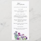 Elégante aquarelle Iris fleur Mariage Carte menu (Devant)