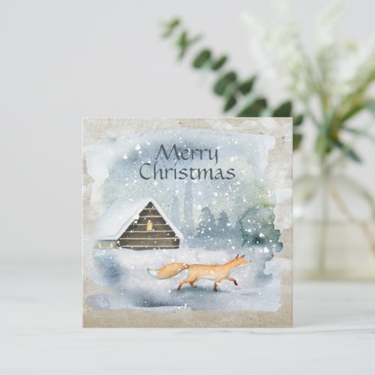 Elégante aquarelle Joyeuse carte de Noël (Debout devant)