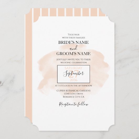 Elégante aquarelle mariage invitations (Devant / Derrière)
