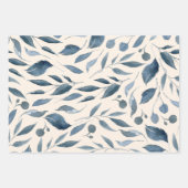 Elégante aquarelle moderne Feuille Motif bleu mari (Devant)